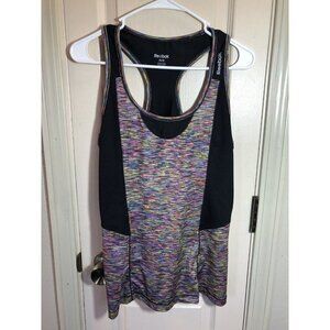 Reebok Womens Medium Racerback Black/Rainbow Athletic Tank Top